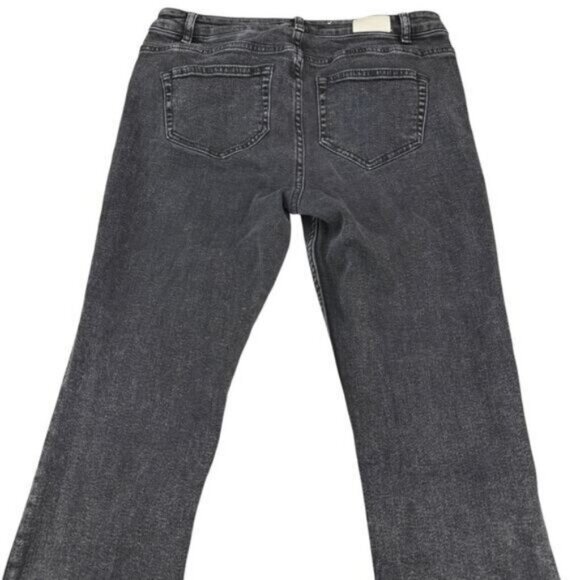 Maje High Rise Anthracite Straight Cut Jean With Raw Ripped Hem Size XL / 42 FR - Picture 7 of 9